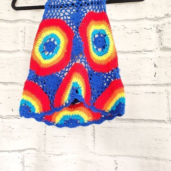 Pretty Little Thing Women's Multicolor Crochet Halter Cropped Top Size 6 - Picture 3 of 10